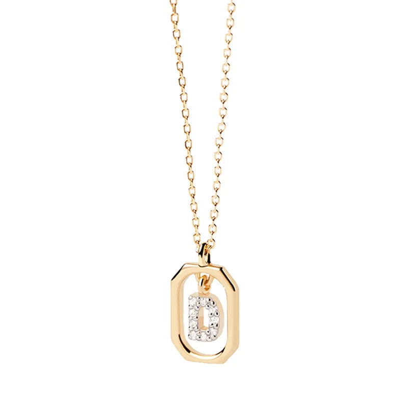 Collier femme avec pendentif hexagonale initiale d