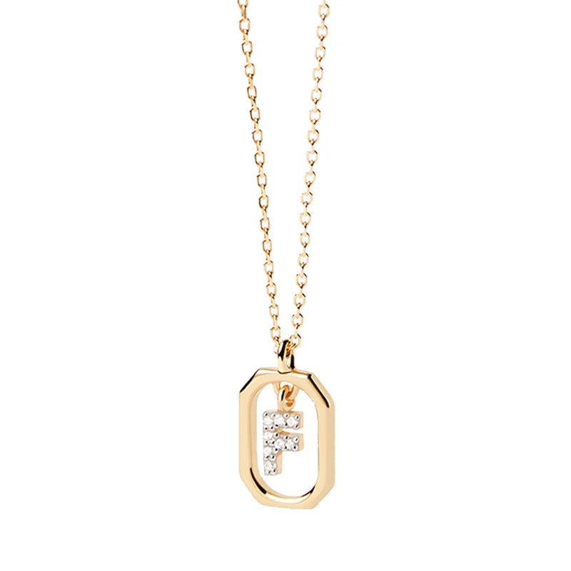 Collier femme avec pendentif hexagonale initiale f