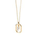 Collier femme avec pendentif hexagonale initiale f