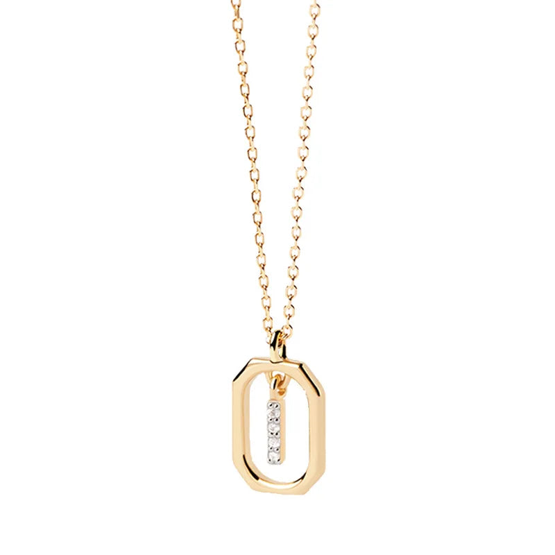 Collier femme avec pendentif hexagonale initiale i