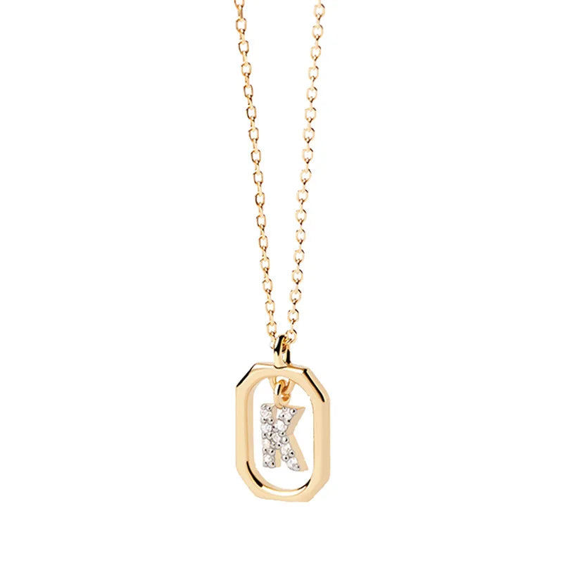 Collier femme avec pendentif hexagonale initiale k
