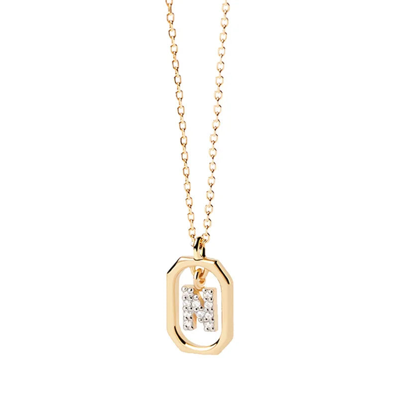 Collier femme avec pendentif hexagonale initiale n