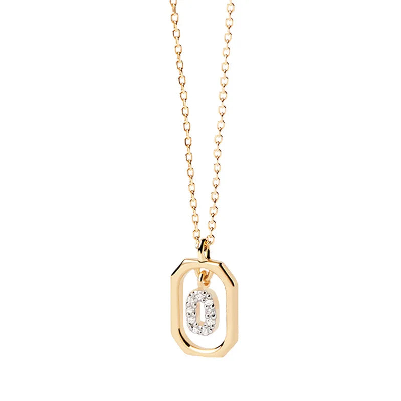 Collier femme avec pendentif hexagonale initiale o