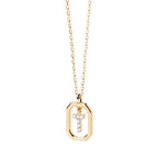 Collier femme avec pendentif hexagonale initiale t