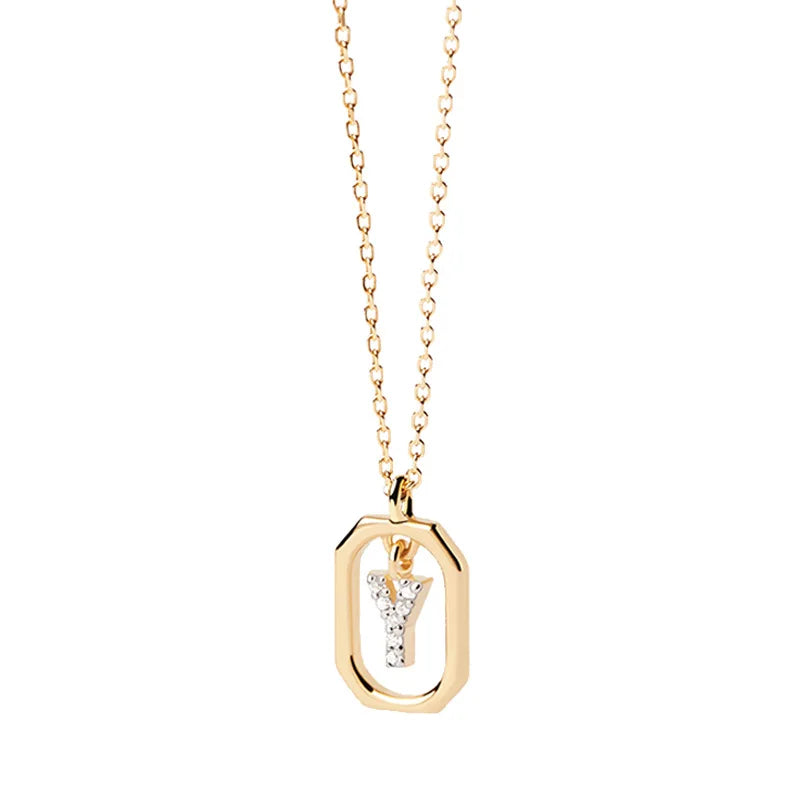 Collier femme avec pendentif hexagonale initiale y