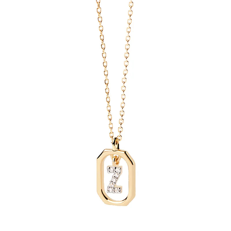 Collier femme avec pendentif hexagonale initiale z