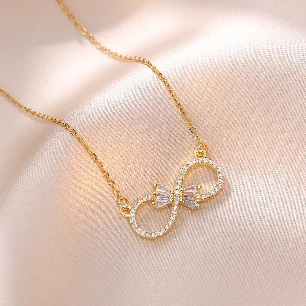 Infinity Pendant Necklace for Women in Zircon