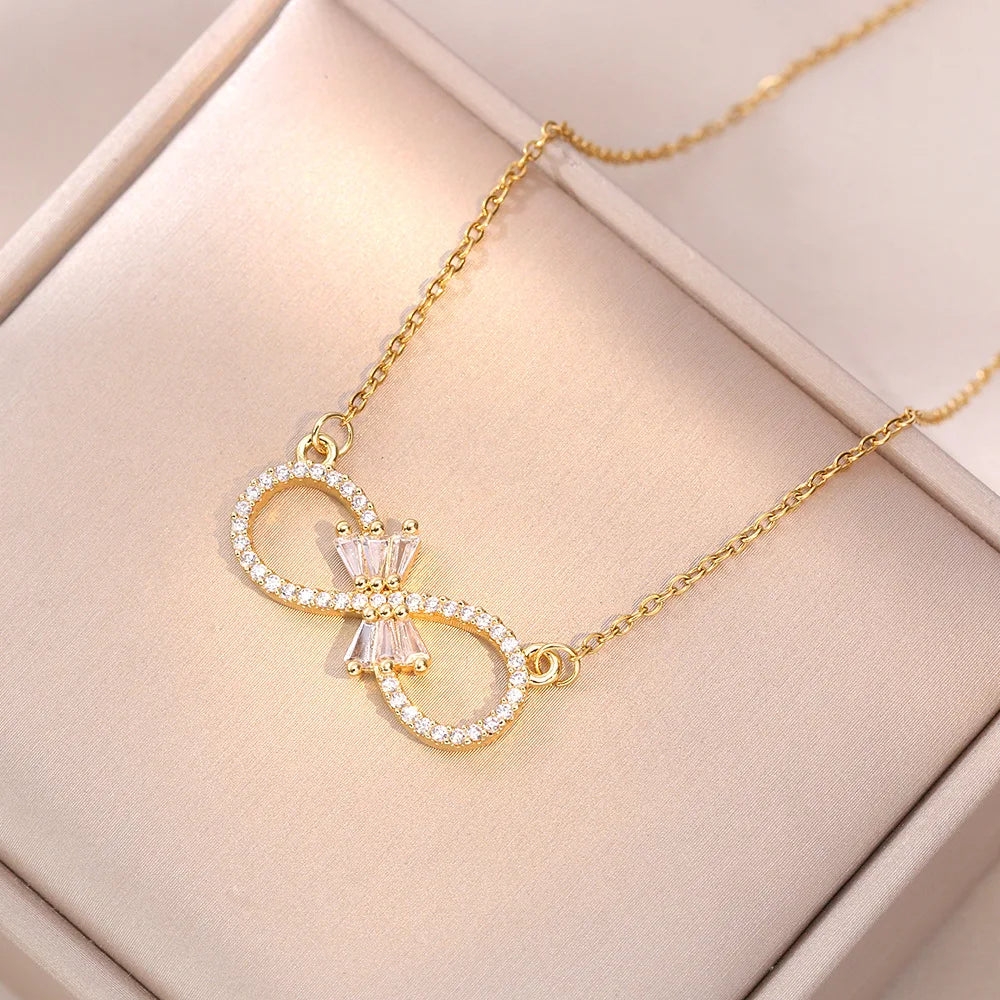 Infinity Pendant Necklace for Women in Zircon