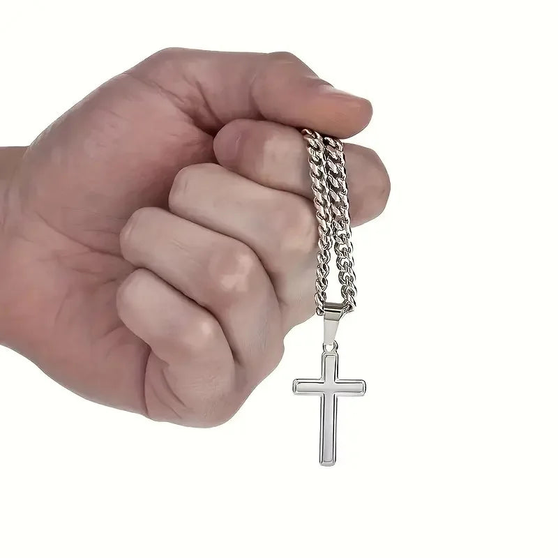 Men's necklace with a cross-shaped pendant 