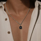 Collier homme avec pendentif hexagonale initiale a