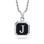 Collier homme avec pendentif hexagonale initiale j