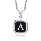 Collier homme avec pendentif hexagonale initiale a