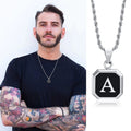 Collier homme avec pendentif hexagonale initiale