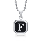 Collier homme avec pendentif hexagonale initiale f