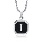 Collier homme avec pendentif hexagonale initiale i