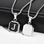 Collier homme avec pendentif hexagonale initiale