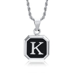 Collier homme avec pendentif hexagonale initiale k