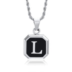 Collier homme avec pendentif hexagonale initiale l
