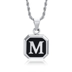 Collier homme avec pendentif hexagonale initiale m