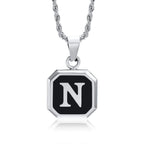 Collier homme avec pendentif hexagonale initiale n