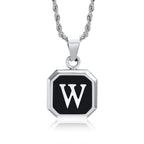 Collier homme avec pendentif hexagonale initiale w
