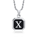 Collier homme avec pendentif hexagonale initiale x
