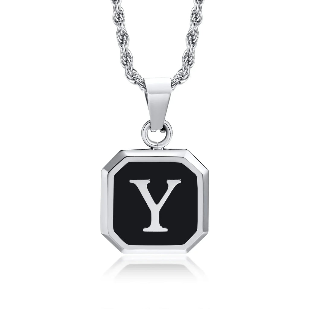 Collier homme avec pendentif hexagonale initiale y