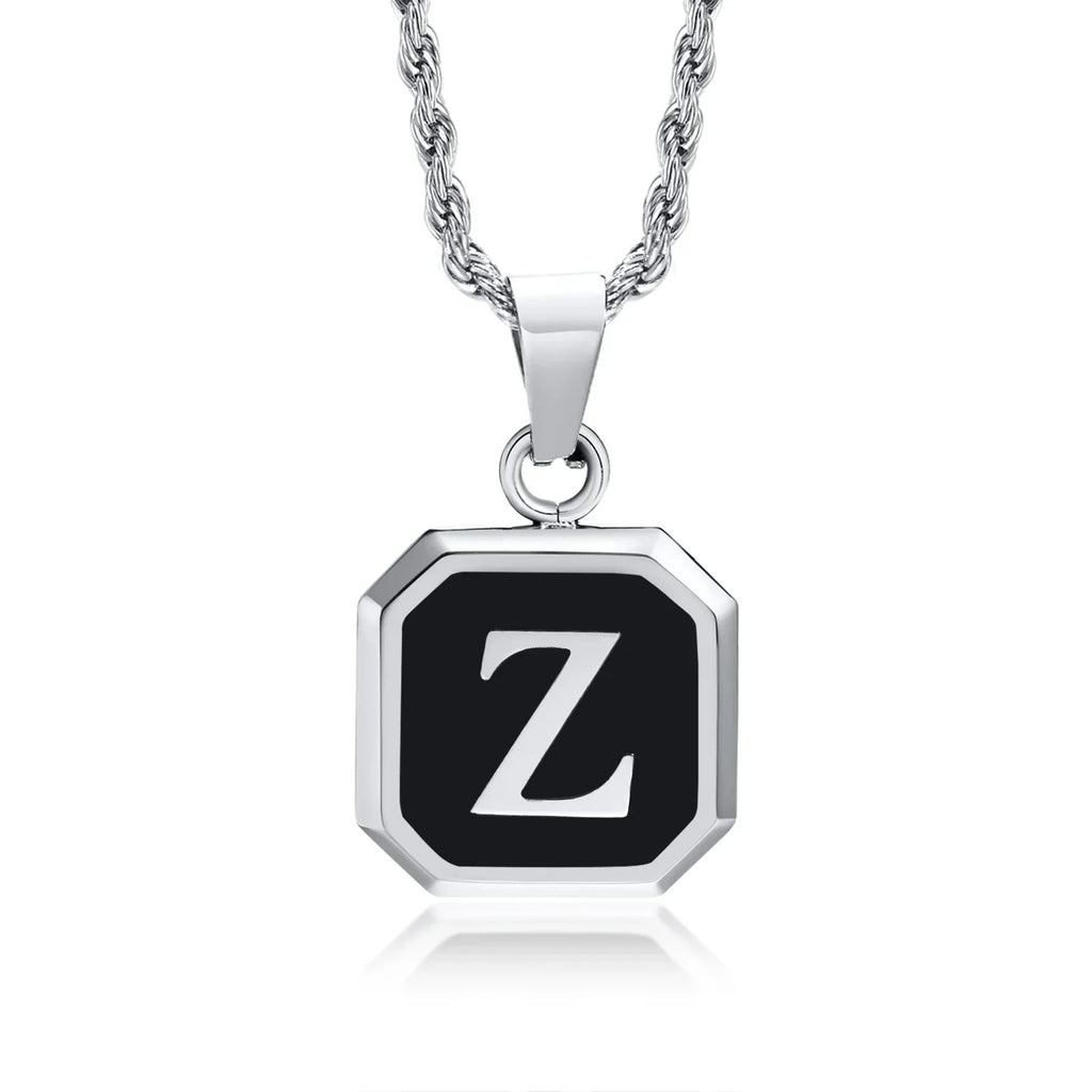 Collier homme avec pendentif hexagonale initiale z
