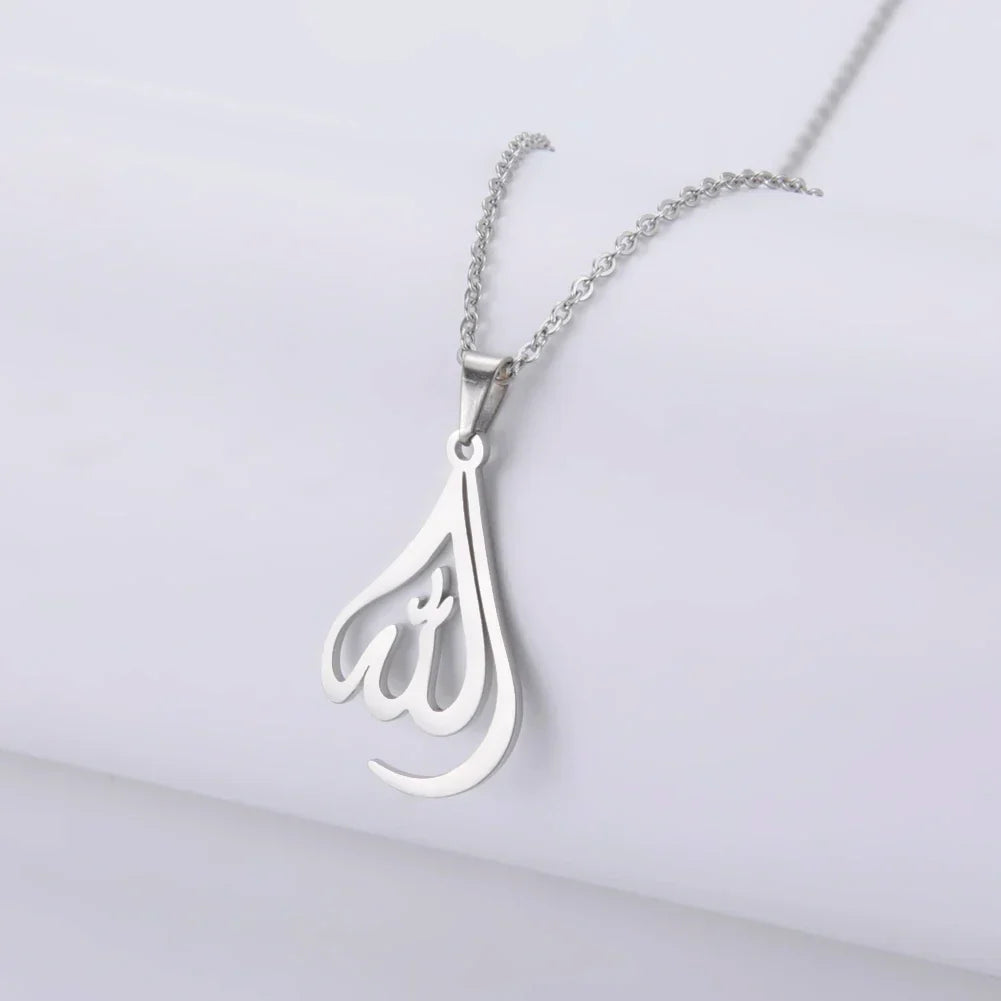 Collier pour homme ou femme avec pendentif Allah arabe musulman islam argent