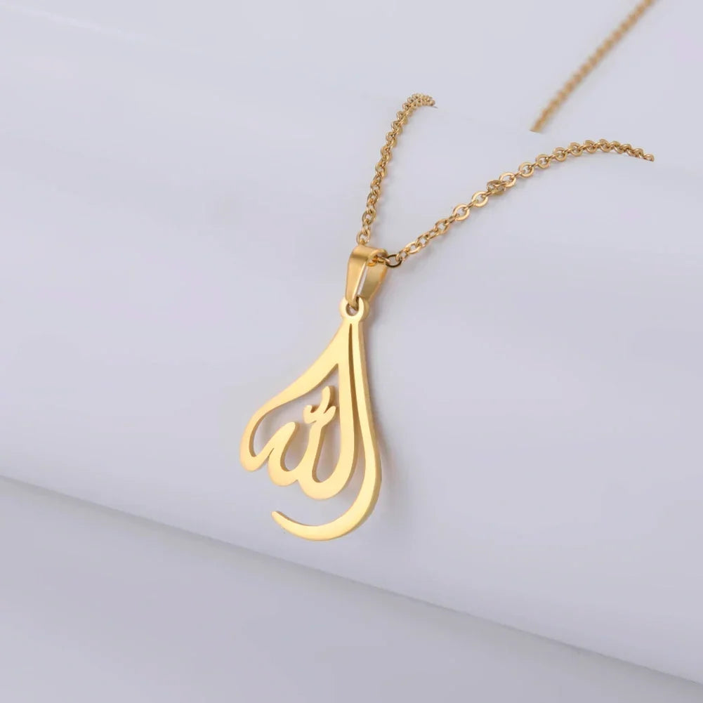 Collier pour homme ou femme avec pendentif Allah arabe musulman islam or