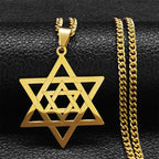 Collier pour homme ou femme avec pendentif de l'étoile de David symbolique juive or