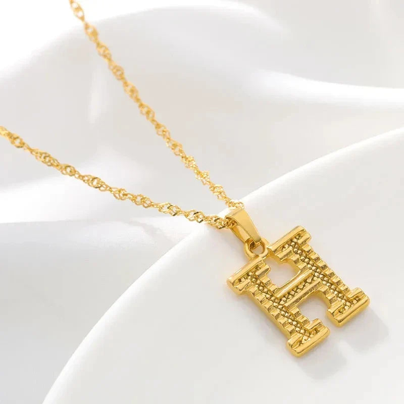 Collier homme ou femme avec pendentif personnalisé initiale h