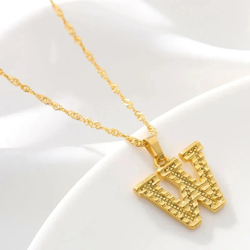 Collier homme ou femme avec pendentif personnalisé initiale w