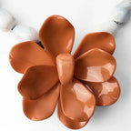 Choker Necklace with Large Orange Flower Pendant