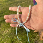 Choker Necklace with Heart Pendant and Blue Beads