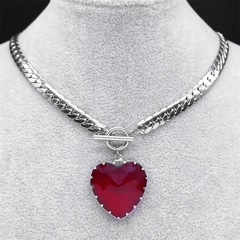 Choker Necklace with Heart Pendant 3
