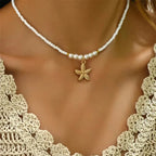 Choker Necklace with Starfish Shell Pendant