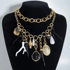 Choker Necklace with Coral and Shell Pendants