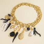 Choker Necklace with Coral and Shell Pendants