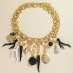 Choker Necklace with Coral and Shell Pendants