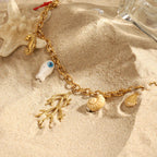 Choker Necklace with Coral and Shell Pendants for Women