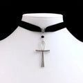 Choker Necklace with Ankh Cross Pendant