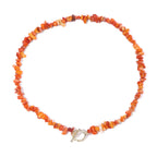 Choker Necklace with Orange Natural Stone Pendant