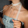 Collier Ras de Cou avec Pendentif Noeud blanc