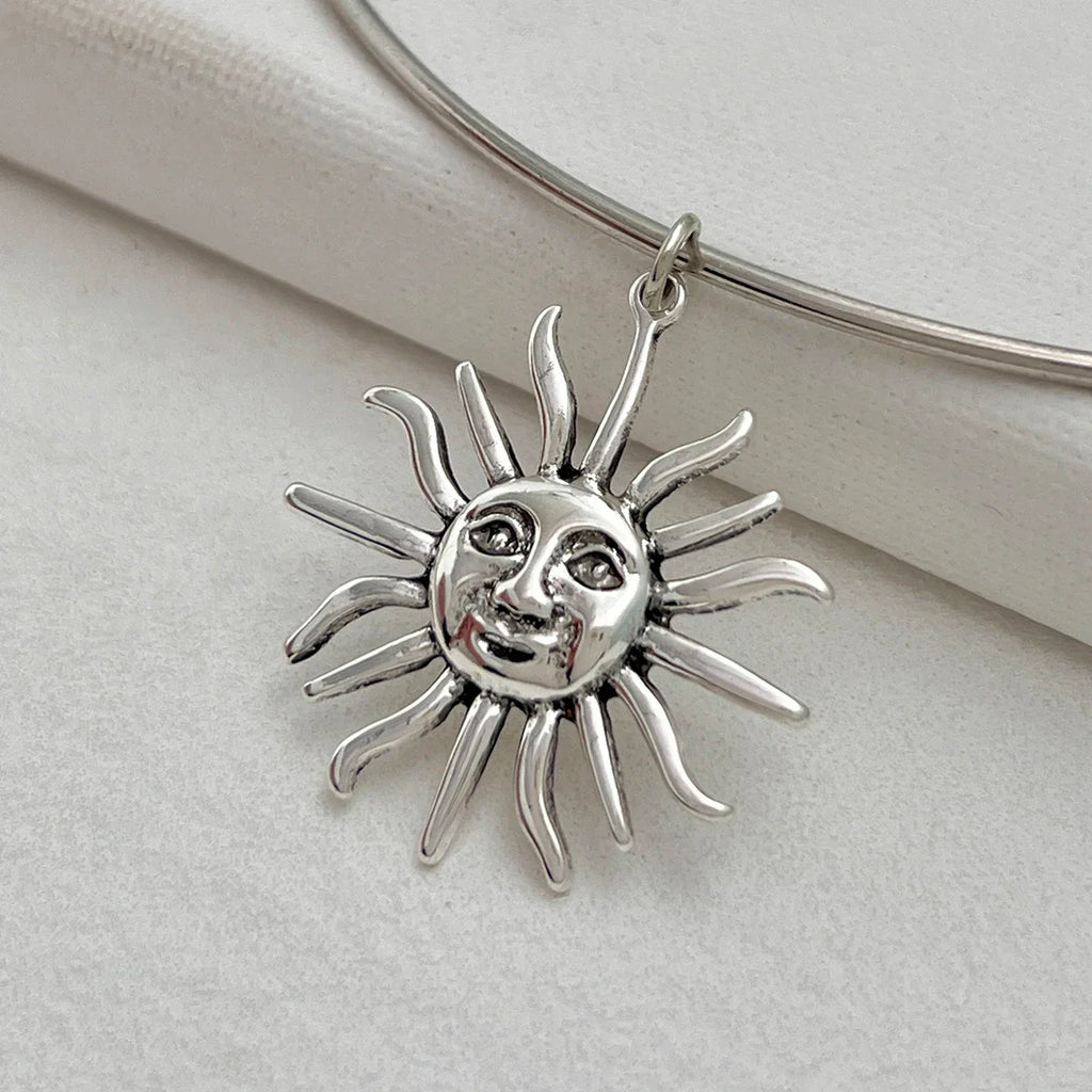 Choker Necklace with Silver Sun Pendant