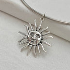 Choker Necklace with Silver Sun Pendant
