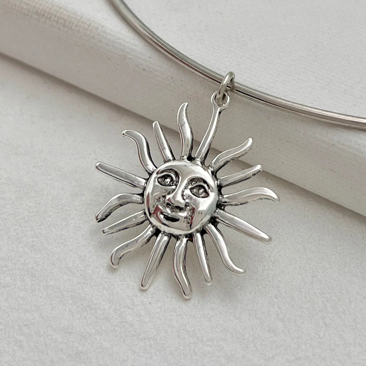 Choker Necklace with Silver Sun Pendant