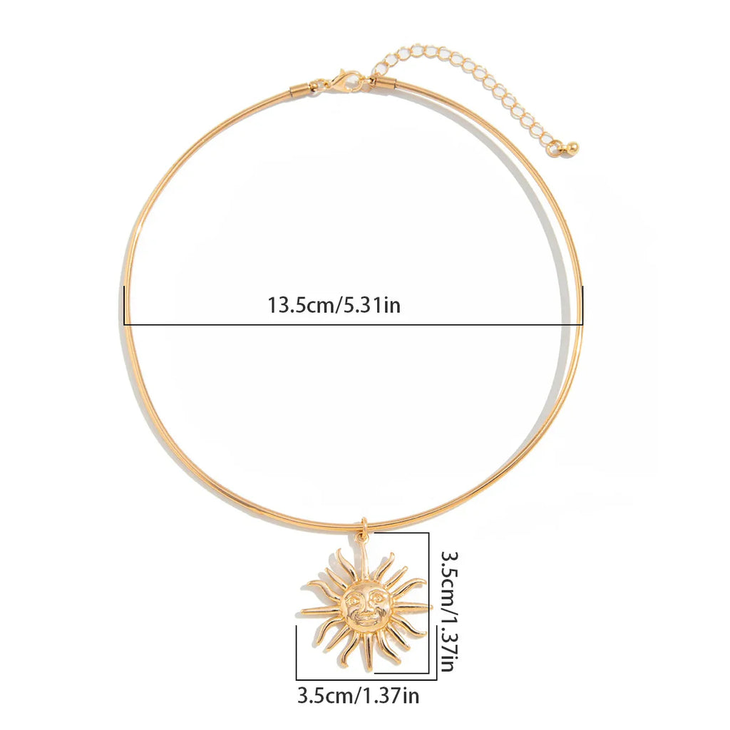 Choker Necklace with Sun Pendant