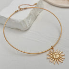 Choker Necklace with Gold Sun Pendant