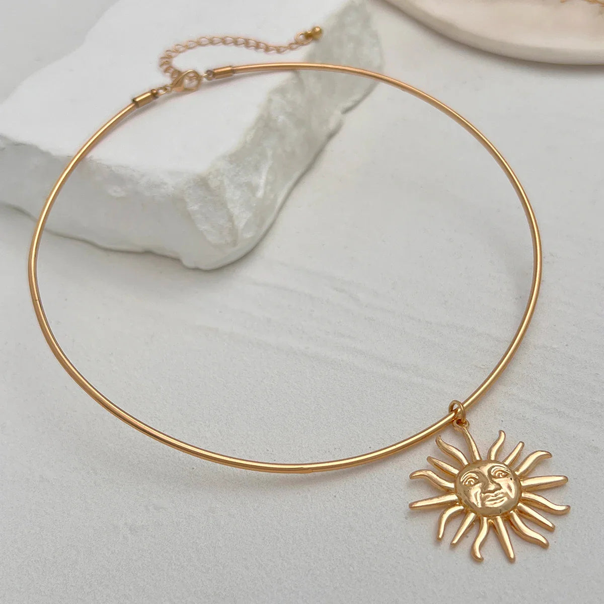 Choker Necklace with Gold Sun Pendant